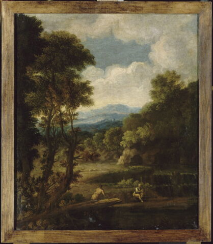 Paysage boisé avec personnages assis près d'une cascade, image 19/19