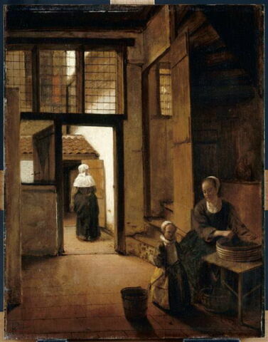 Femme préparant des légumes dans la pièce arrière d'une maison hollandaise, image 5/6