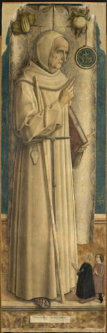 Saint Jacques de la Marche (1393-1476) avec deux donateurs agenouillés, dit parfois à tort Saint Bernardin de Sienne
