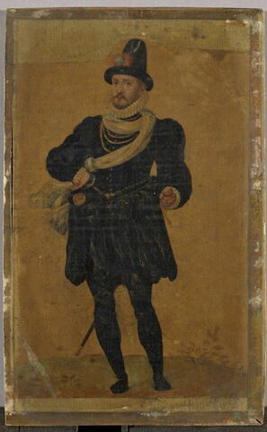 Homme en pied en costume de la fin du XVIe siècle ou des premières années du XVIIe siècle