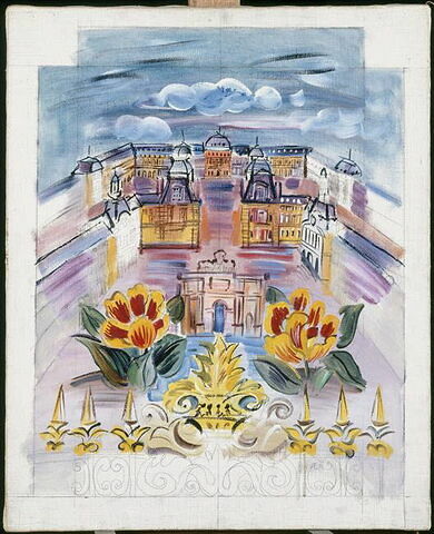 Composition décorative avec l'arc de triomphe du Carrousel et la cour Napoléon du Louvre, image 3/3