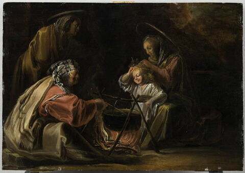 Campement de Bohémiens avec scène d'épouillage