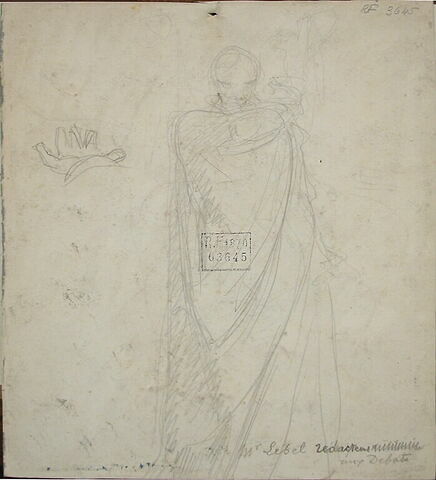 Tête d'homme de profil à gauche. Monsieur Lebel (ou Libel ?). Au verso : homme se drapant dans sa toge, image 4/6