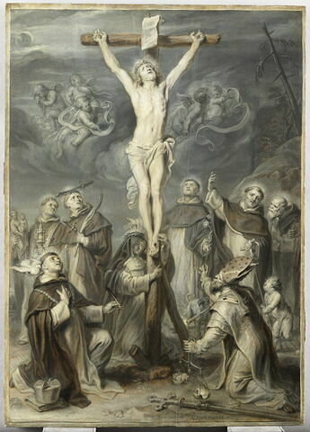 Le Christ en croix adoré par divers saints dominicains