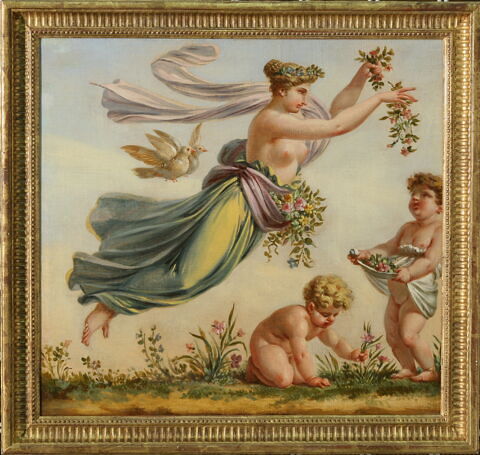 Le Printemps (salon des saisons) allégorie volante, 2 colombes, 2 amours, image 2/3