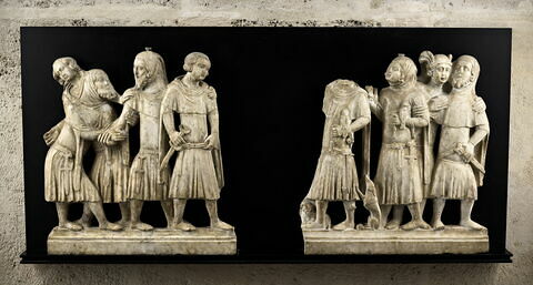 Groupe de personnages en costume civil (scène de réconciliation ?), image 2/5