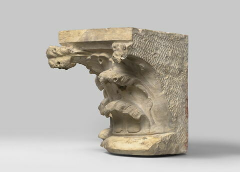 Deux chapiteaux à feuillages, engagés et juxtaposés, image 4/7