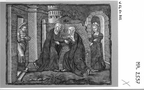 Plaque rectangulaire : La Visitation, d'une série de deux sur la Vie de la Vierge (MR 2538), image 1/1