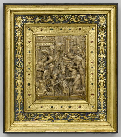 Bas-relief dans un cadre doré : l'Adoration des Bergers, image 1/1