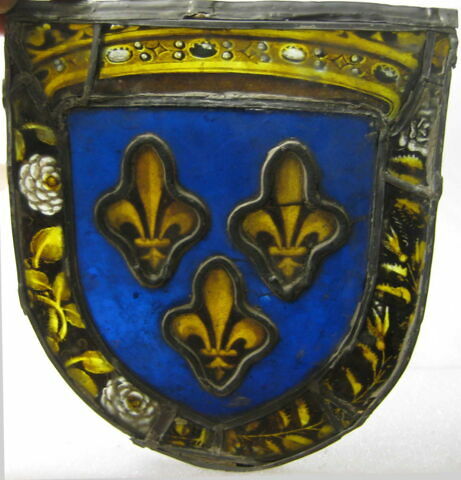 Vitrail : écusson ovale, armes de France