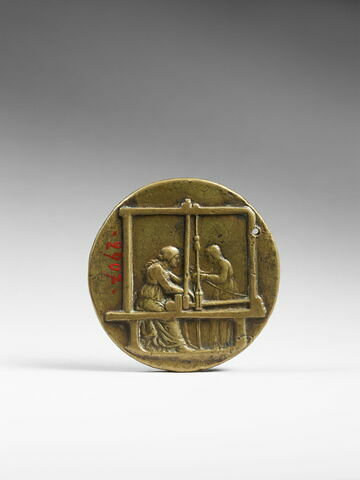 Médaille : Paola Gonzaga / deux femmes au métier à tisser, image 2/2
