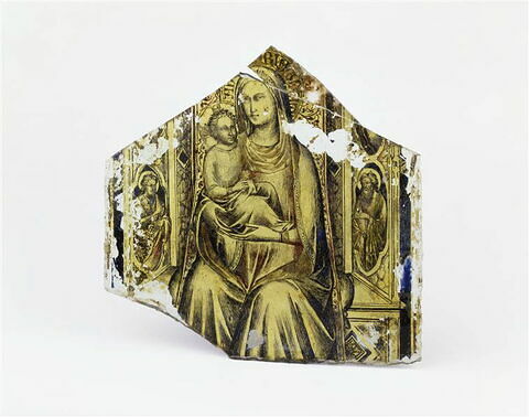 Plaque : Vierge à l'Enfant entre saint Jean Baptiste et saint Jean l'Evangéliste (?)
