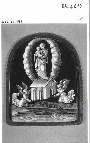 Plaque : L'Arrivée de la maison de la Vierge à Lorette