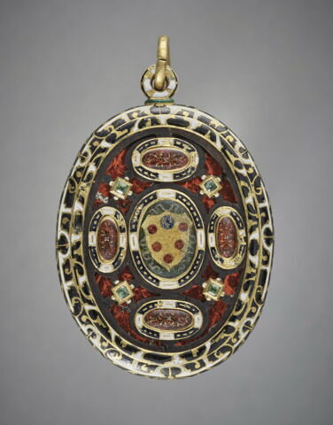 Médaillon ovale aux armes des Médicis : Le Christ et la Vierge, profils affrontés, image 2/3