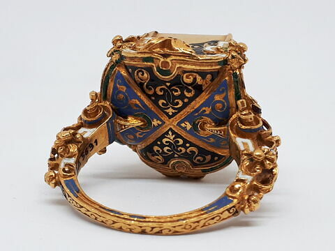 Bague en or émaillé avec émeraude, image 2/7