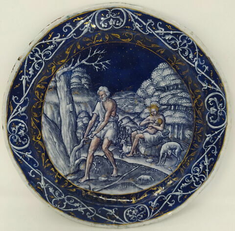 Assiette : Adam et Eve après la faute