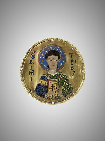 Médaillon en émail cloisonné sur l'or : saint Démétrios, image 1/2