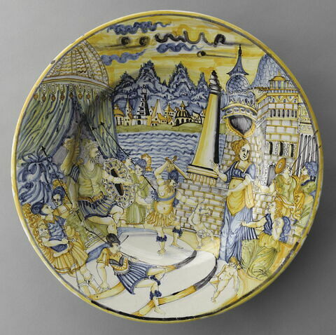 Plat circulaire : Le Jugement de Salomon