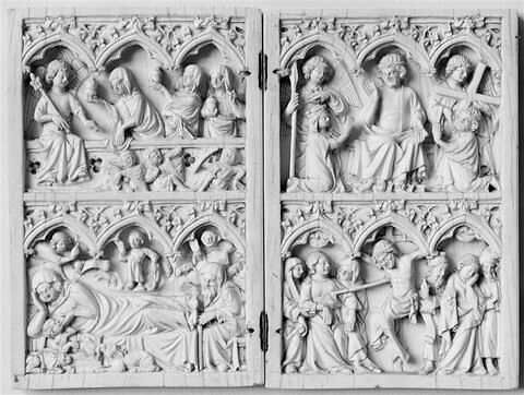 Diptyque : Nativité ; Crucifixion ; Saintes Femmes au tombeau ; Jugement dernier, image 1/2