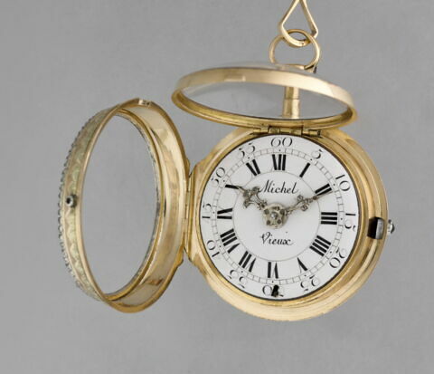 Montre ronde assortie d'une chatelaine ornées de portraits de femme, image 2/9
