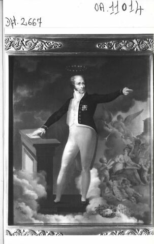 Pendule avec une plaque de porcelaine représentant le général Foy, image 2/2