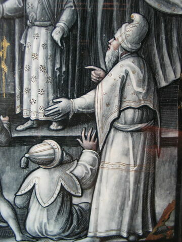 Plaque : Le Christ devant Pilate, d'une série de dix 