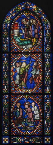 Vitrail : fenêtre complète se composant de 10 pièces illustrant des scènes de la vie de saint Blaise, image 1/22