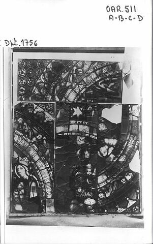 Vitrail composé de six panneaux : Adoration des Mages, image 3/3