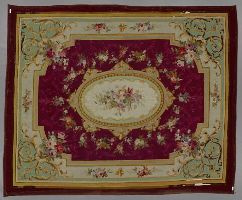 Tapis ras rectangulaire à médaillon central, image 2/3
