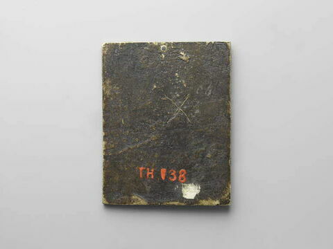 Plaquette : Guerrier casqué, chargé de butin, donnant le bras à une victoire ailée, image 2/2