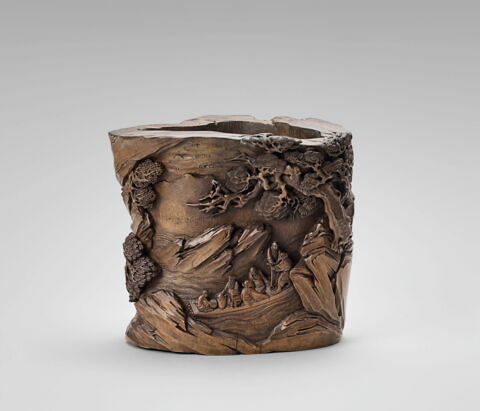 Pot à pinceaux orné de l'"excursion à la falaise rouge'