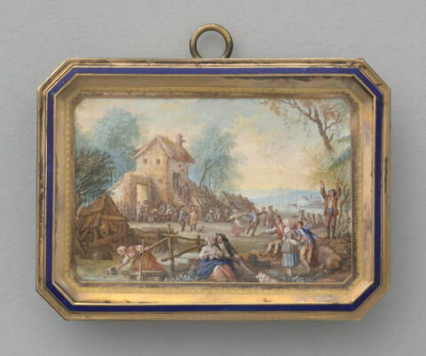 Miniature encadrée (couvercle de tabatière)