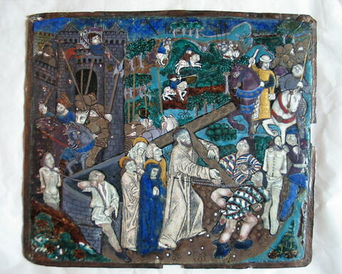 Plaque : La Montée au Calvaire dans un grand paysage, d'un ensemble de douze plaques, image 2/3