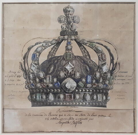 Tableau : gravure représentant la couronne de Louis XV par Sébastien Antoine, image 2/3