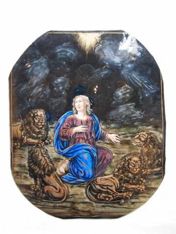 Plaque : Daniel dans la fosse aux lions