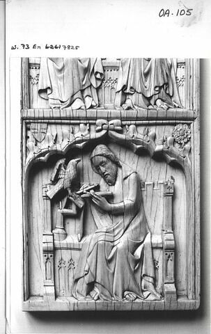 Feuillet de polyptyque : le Couronnement de la Vierge ; saint Jean, image 2/3