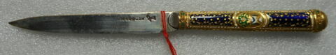 Couteau à lame d'acier, manche en or émaillé, image 6/8