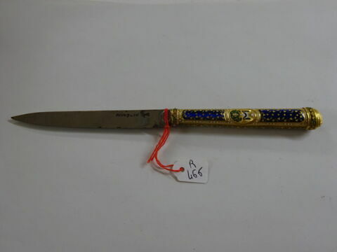Couteau à lame d'acier, manche en or émaillé, image 3/8