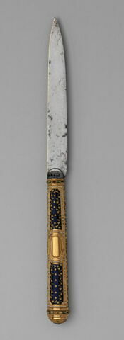 Couteau à lame d'acier, manche en or émaillé, image 2/8
