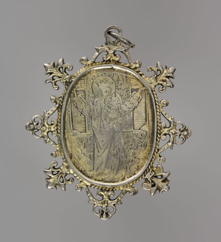 Médaillon ovale avec la Vierge à l'enfant et saint Jean Baptiste