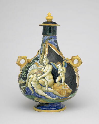 Gourde couverte à deux passants : La Mort d'Adonis, Hercule et Déjanire auprès du Centaure