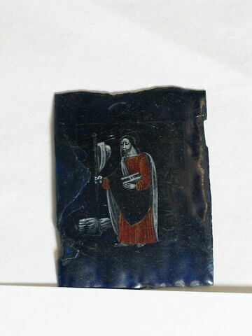 Plaque rectangulaire en émail peint polychrome : Saint Jacques, image 4/5
