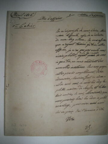 Cahier d'étude du duc de Reichstadt, d'un ensemble de trois