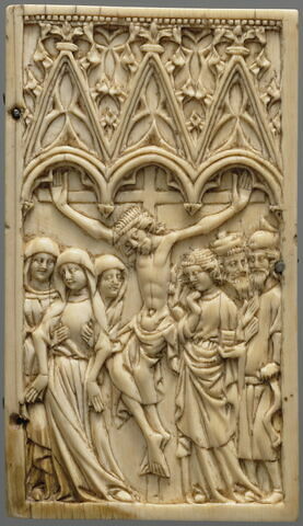 Boîte à poids et à balance : Vierge à l'Enfant entre saint Christophe et saint Jean Baptiste ; Crucifixion, image 1/4
