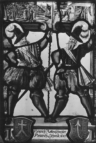 Panneau rectangulaire aux armes de Heinrich Rottenschwiler et de Heinrich Schmid, image 1/1