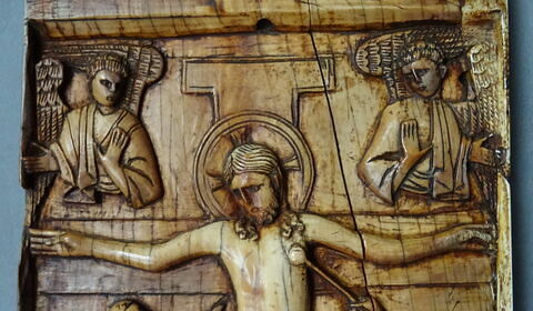Plaque centrale d'un triptyque : La Crucifixion ; Saintes femmes au tombeau, image 3/8