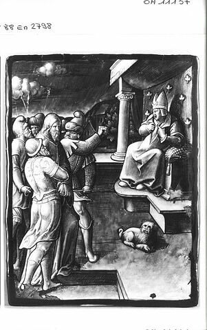 Plaque : Le Christ devant Caïphe, d'une série de dix "La Passion du Christ" (OA 11134 à OA 11143)