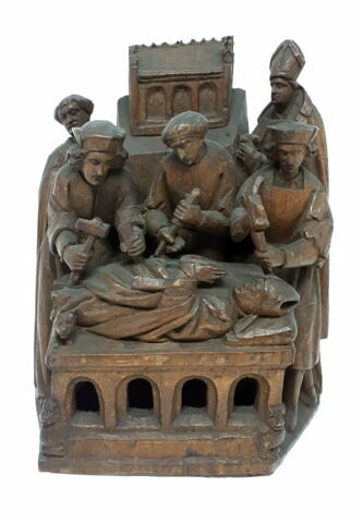 Groupe sculpté avec cinq personnages