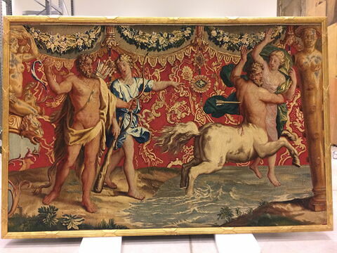 Fragment de la tapisserie Le Triomphe d'Hercule : Hercule tuant le centaure Nessus, de la tenture des Triomphes des Dieux, image 1/13