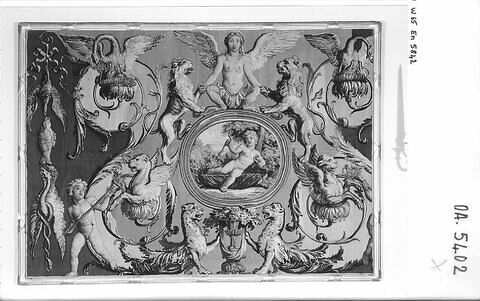 Fragment de la tapisserie Le Triomphe d'Hercule : Hercule tuant le serpent, de la tenture des Triomphes des Dieux, image 14/14